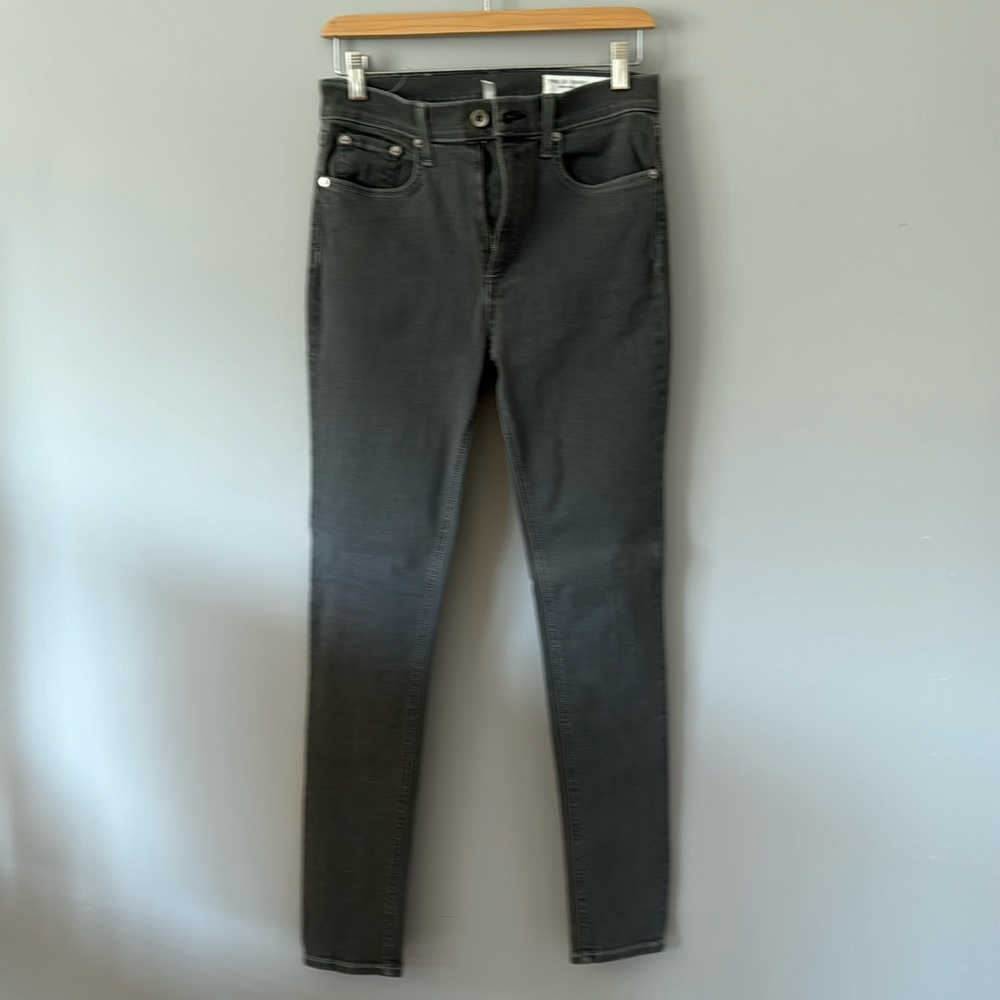 Women’s rag and bone jeans, gray, high-rise, skinny. Size 28.